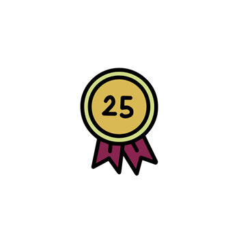 Medalla con el número 25 como símbolo de más de 25 años de experiencia