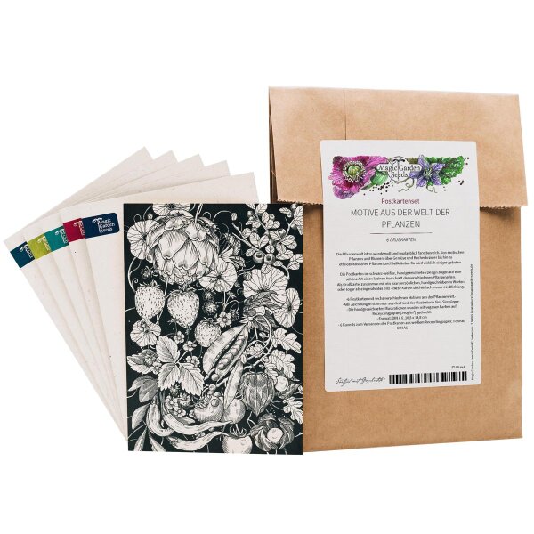 Set de tarjetas de felicitación - Magic Garden Seeds Highlights - 6 postales con nuestros 6 más bonitos motivos dibujados a mano y sobres a juego