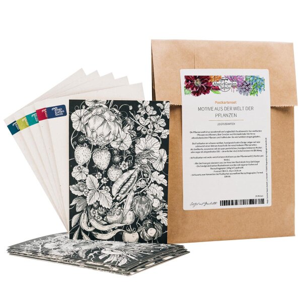 Set de tarjetas de felicitación - Magic Garden Seeds Highlights - Postales de 6 x 3 con nuestros más bonitos 6 motivos dibujados a mano y sobres a juego