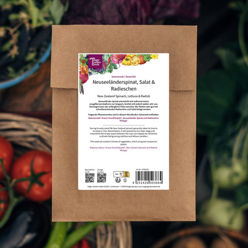 Buenos compañeros de cultivo asociado: espinaca de Nueva Zelanda, lechuga y rabanitos Produktbild